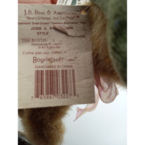 Josie K Bearsmark Teddy Bear Boyds Plush Flower Hat 9 Inch Vintage Animal Toy - Picture 11 of 15